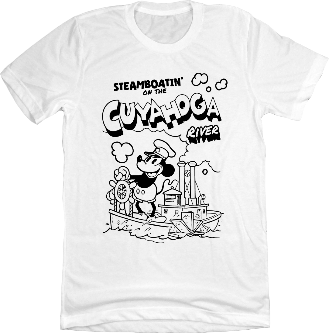 Steamboatin' on the Cuyahoga Steamboat Willie white Old School Shirts