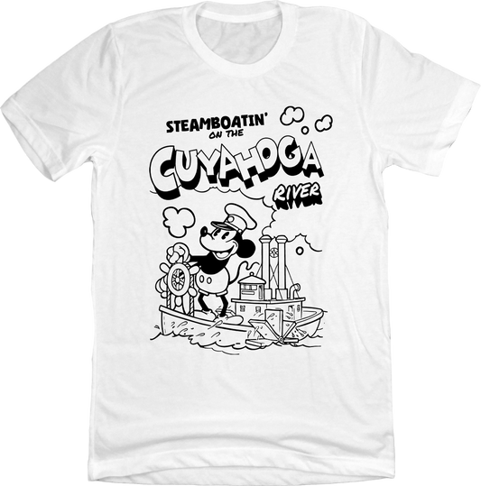 Steamboatin' on the Cuyahoga Steamboat Willie white Old School Shirts