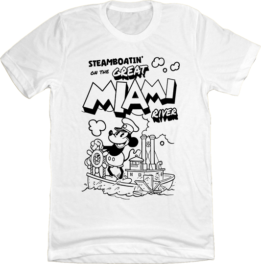 Steamboatin' on the Great Miami River Steamboat Willie white Old School Shirts