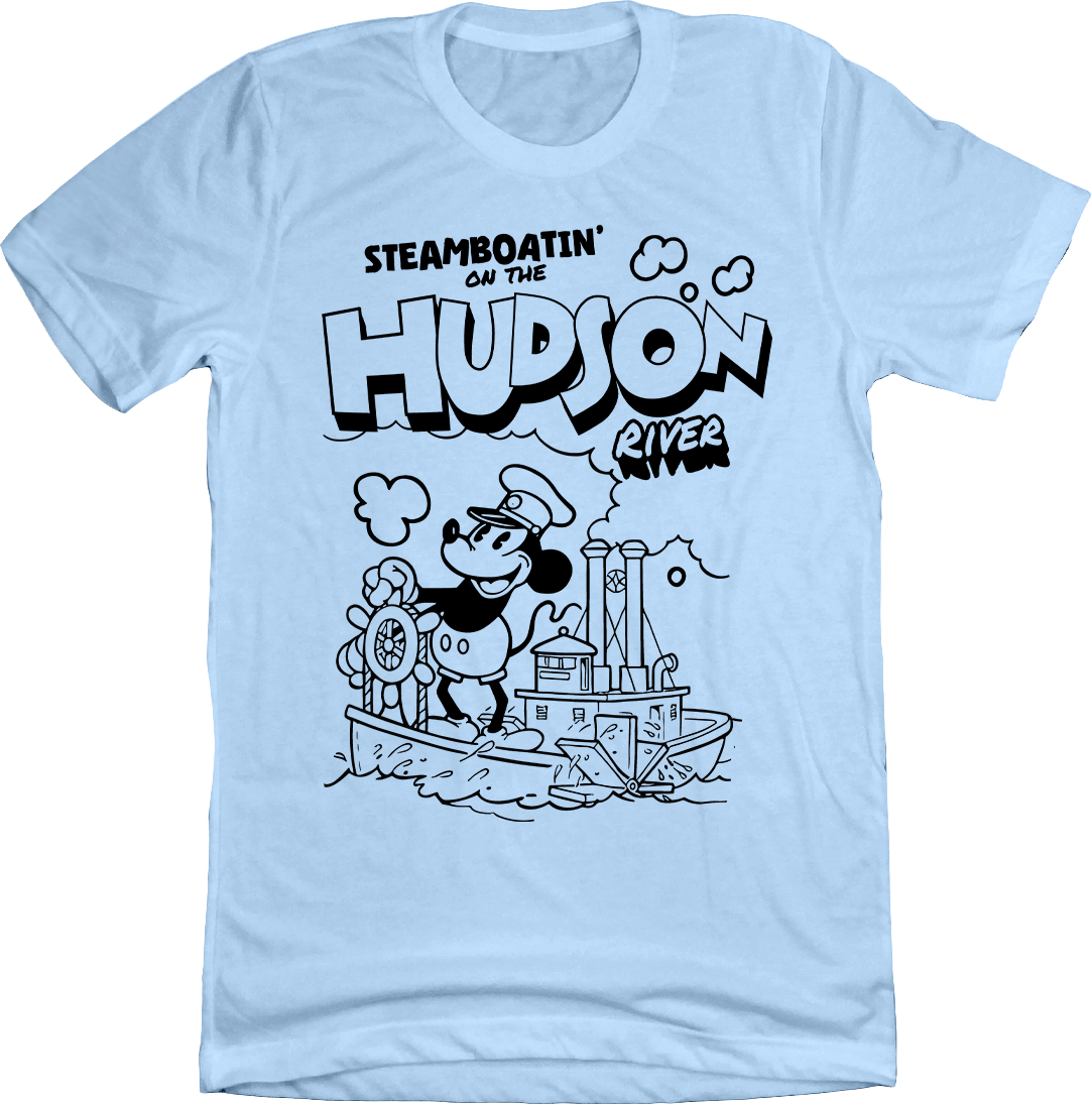 Steamboatin' on the Hudson River Steamboat Willie light blue Old School Shirts