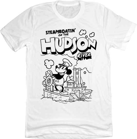 Steamboatin' on the Hudson River Steamboat Willie white Old School Shirts