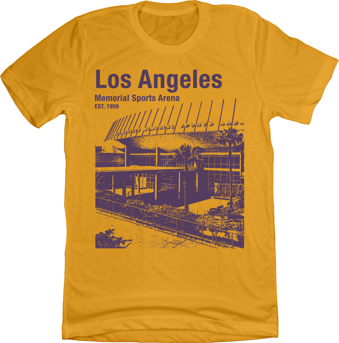 Los Angeles Memorial Sports Arena gold tee Old School Shirts