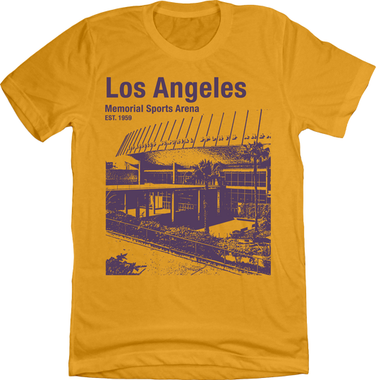 Los Angeles Memorial Sports Arena gold tee Old School Shirts