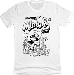 Steamboatin' on the Mississippi River Steamboat Willie Old School Shirts white