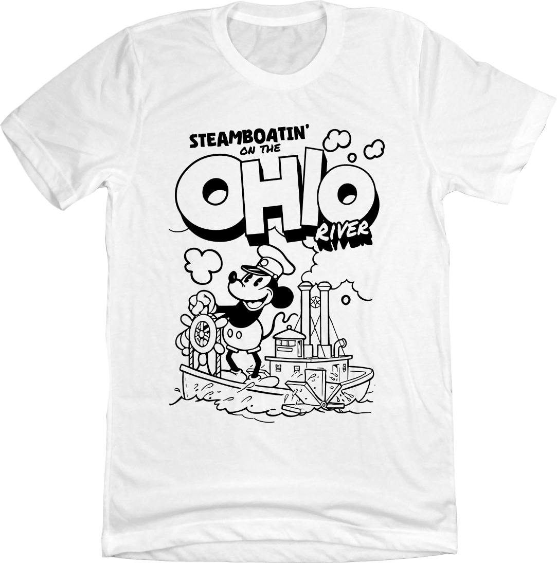 Steamboatin' on the Ohio River Steamboat Willie White Old School Shirts
