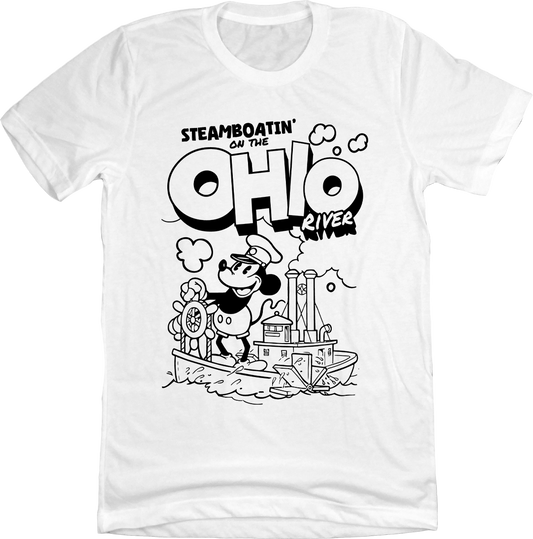 Steamboatin' on the Ohio River Steamboat Willie White Old School Shirts