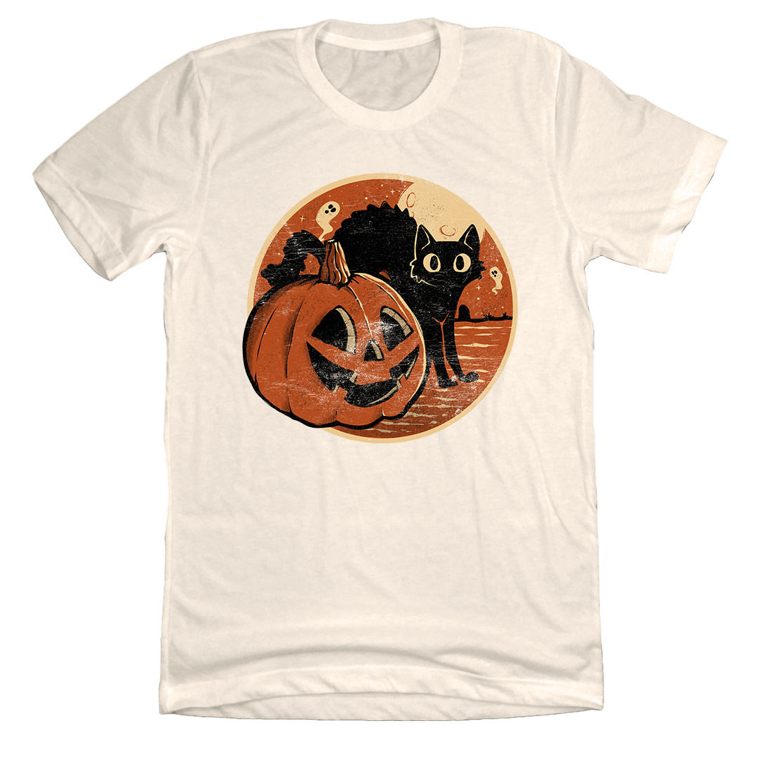 Retro Halloween Cat & Pumpkin Tee