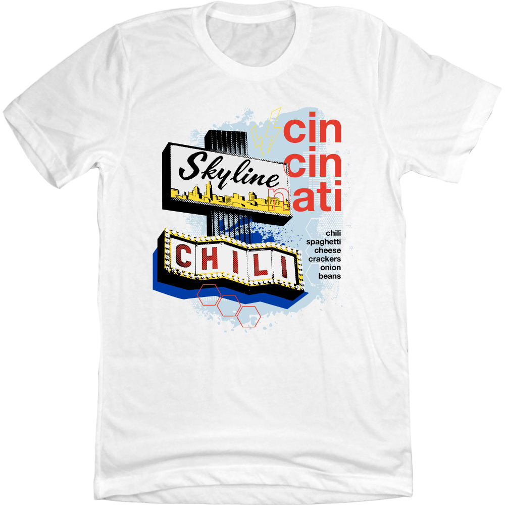 Skyline Retro Sign Cin Cin Nati White Old School Shirts 
