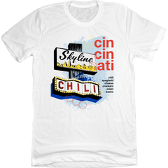 Skyline Retro Sign Cin Cin Nati White Old School Shirts 