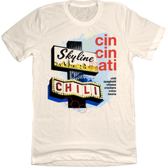 Skyline Retro Sign Cin Cin Nati Natural White T-shirt Old School Shirts