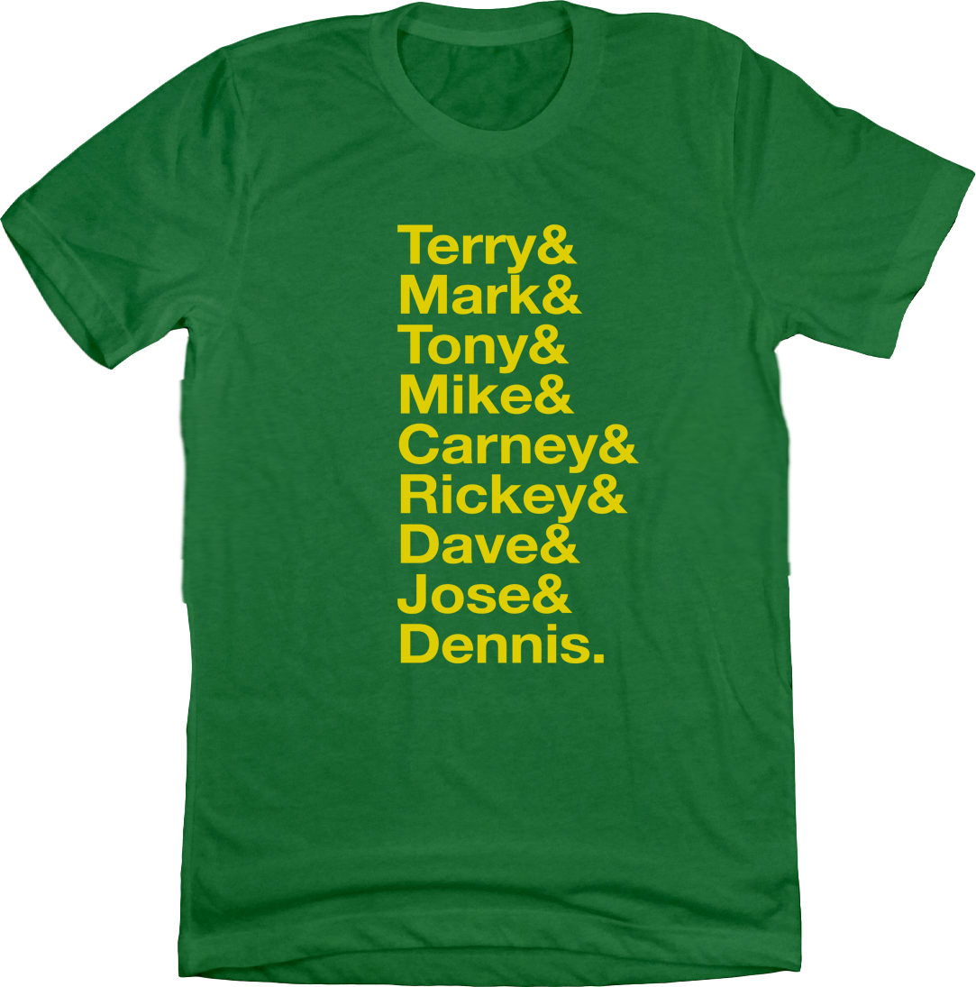Baseball Lineup 1989 Oakland & T-shirt green Old School Shirts