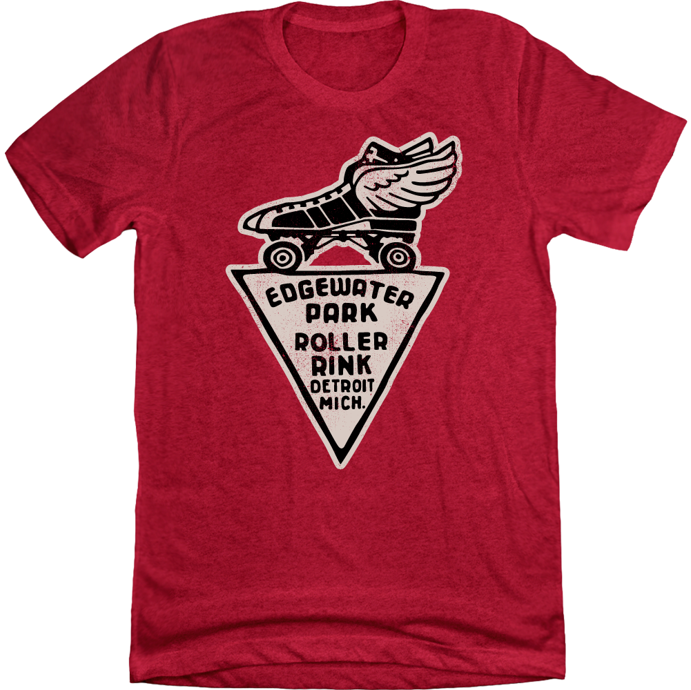 Edgewater Park Roller Rink Detroit red T-shirt Old School Shirts