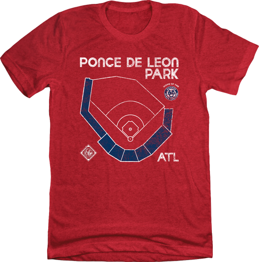 Ponce De Leon Park Atlanta Red T-shirt, Old School Shirts