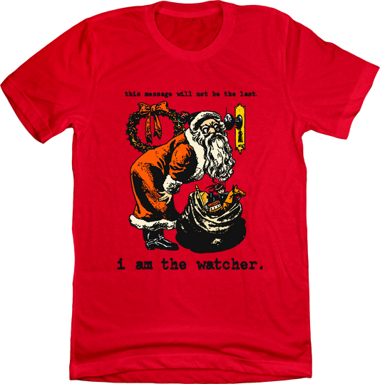 Santa The Watcher T-shirt red Old School Shirts