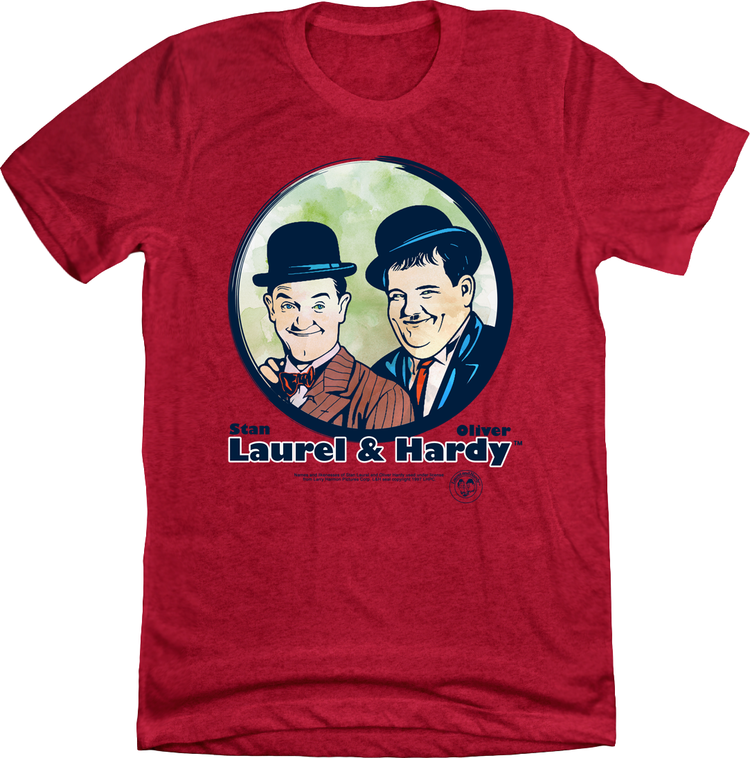 Laurel & Hardy Watercolor Portrait T-shirt red Old School Shirts