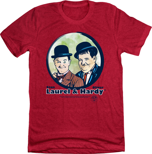 Laurel & Hardy Watercolor Portrait T-shirt red Old School Shirts