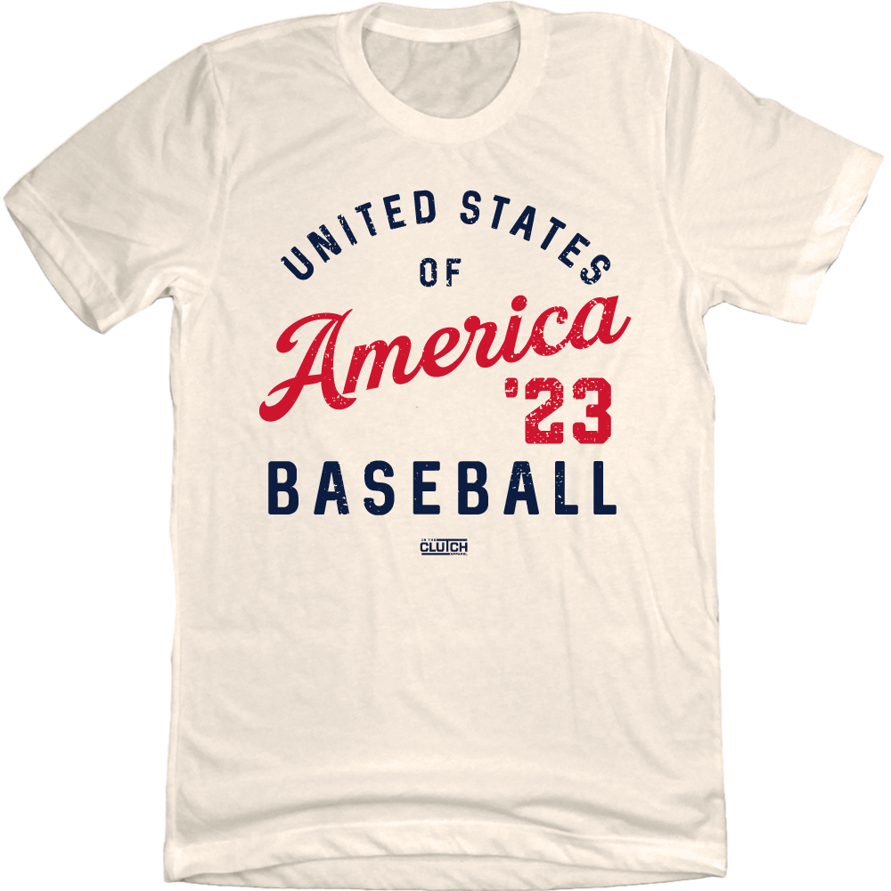United States of America Baseball Natural White T-shirt Old School Shirts