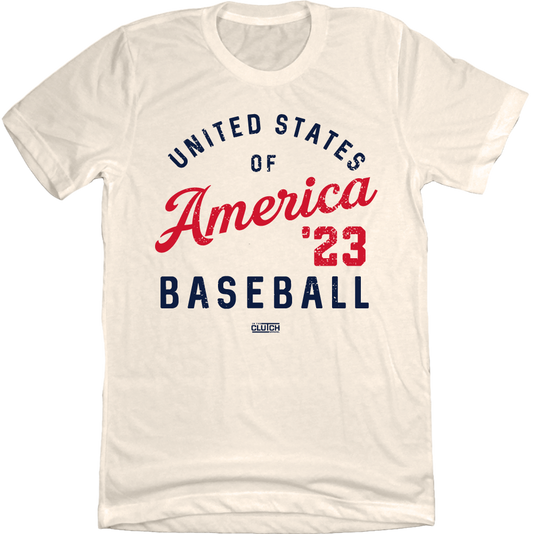 United States of America Baseball Natural White T-shirt Old School Shirts
