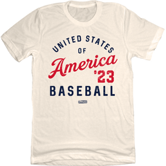 United States of America Baseball Natural White T-shirt Old School Shirts