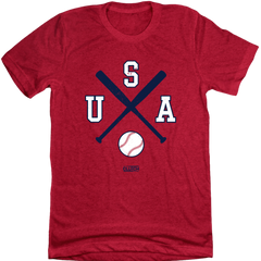 USA Baseball (Bats) T-shirt red Old School Shirts