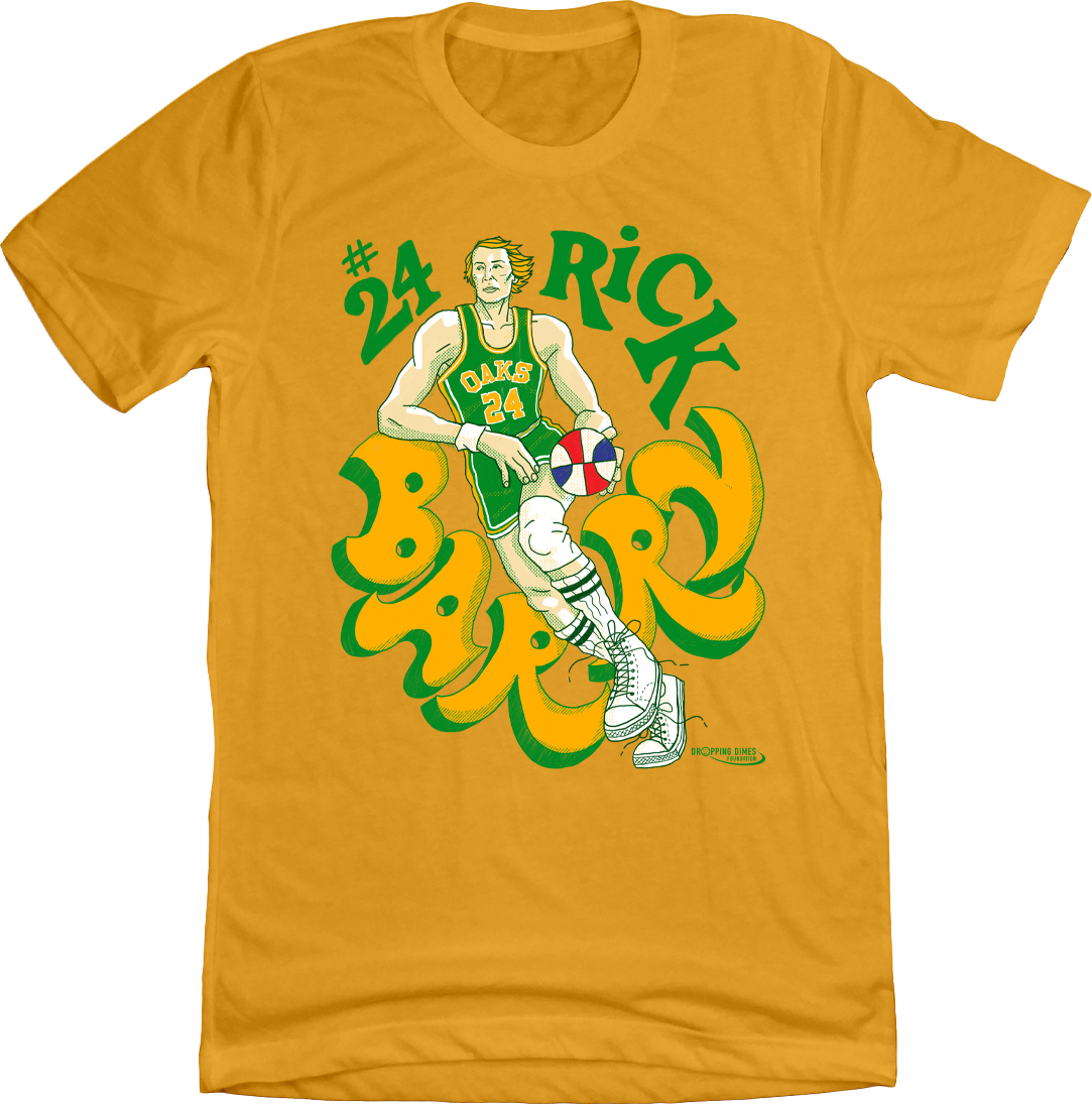 Official Rick Barry ABA Action Player Tee Gold Old School Shirts