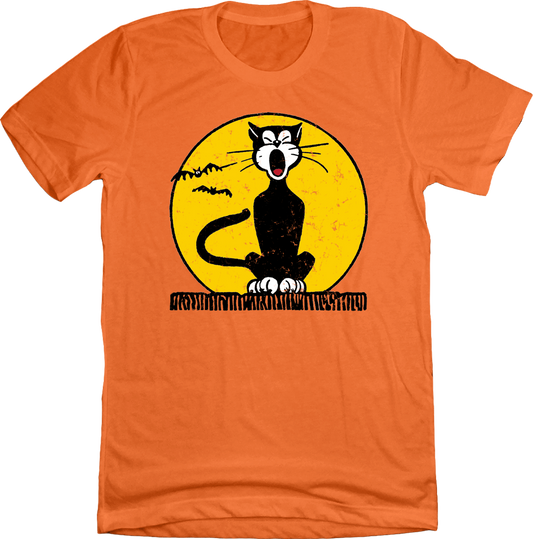 Howling Cat and Bats T-shirt orange Old School Shirts