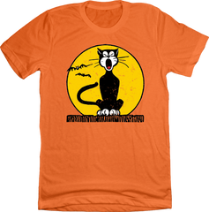 Howling Cat and Bats T-shirt orange Old School Shirts