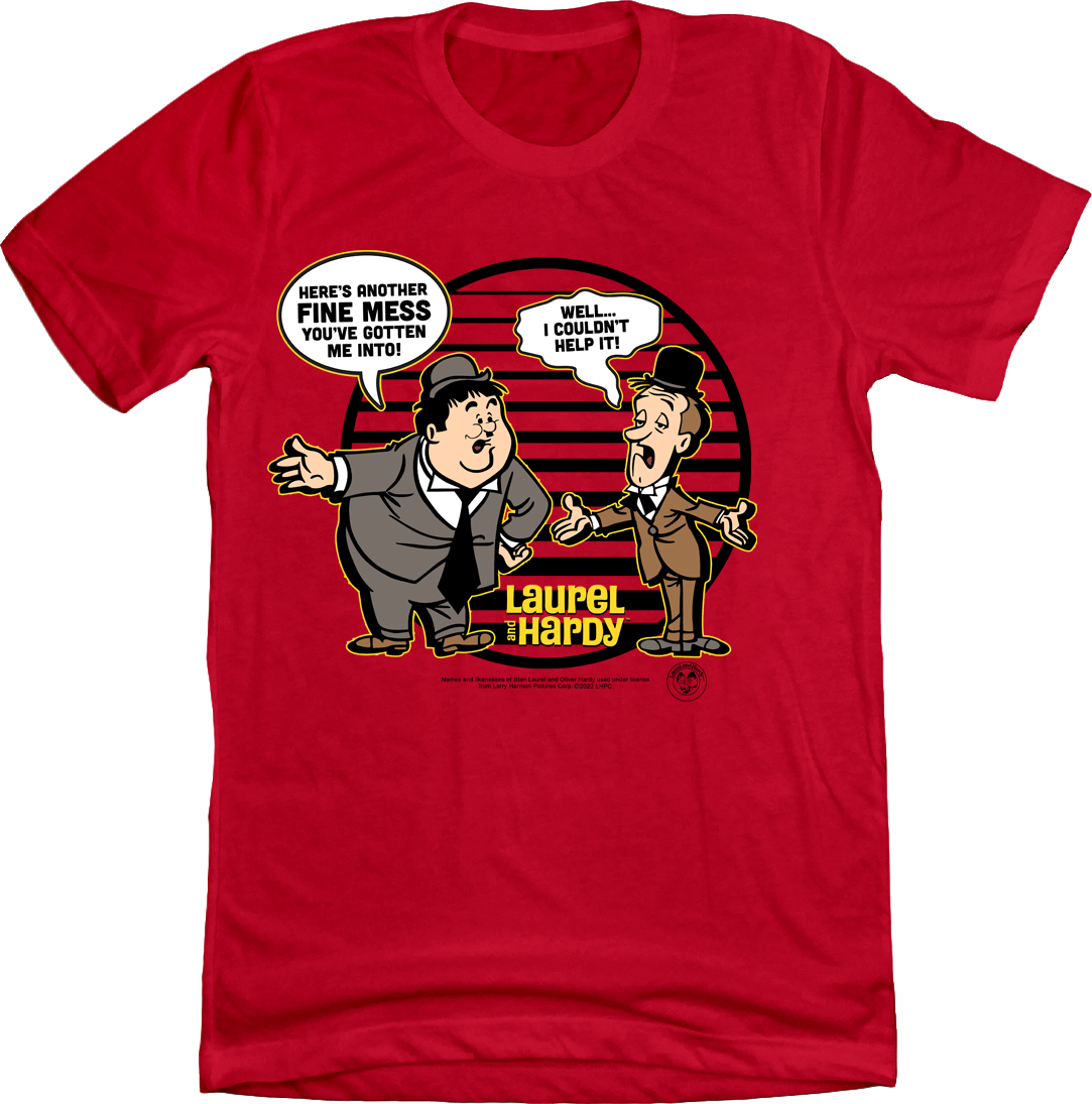 Laurel & Hardy Cartoon Mess T-shirt Red Old School Shirts