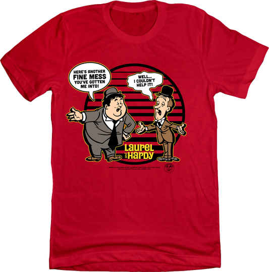 Laurel & Hardy Cartoon Mess T-shirt Red Old School Shirts