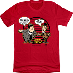 Laurel & Hardy Cartoon Mess T-shirt Red Old School Shirts