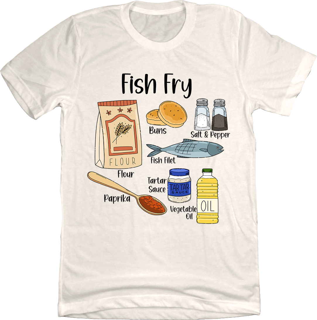Fish Fry Ingredients Old School Shirts Natural White