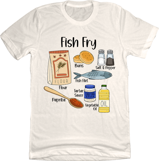 Fish Fry Ingredients Old School Shirts Natural White