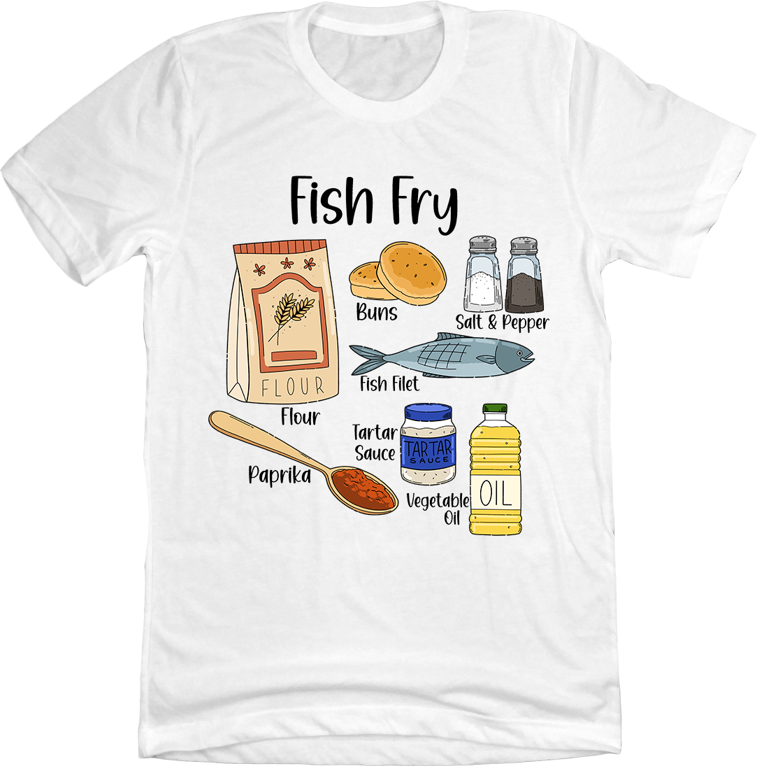 Fish Fry Ingredients Old School Shirts White