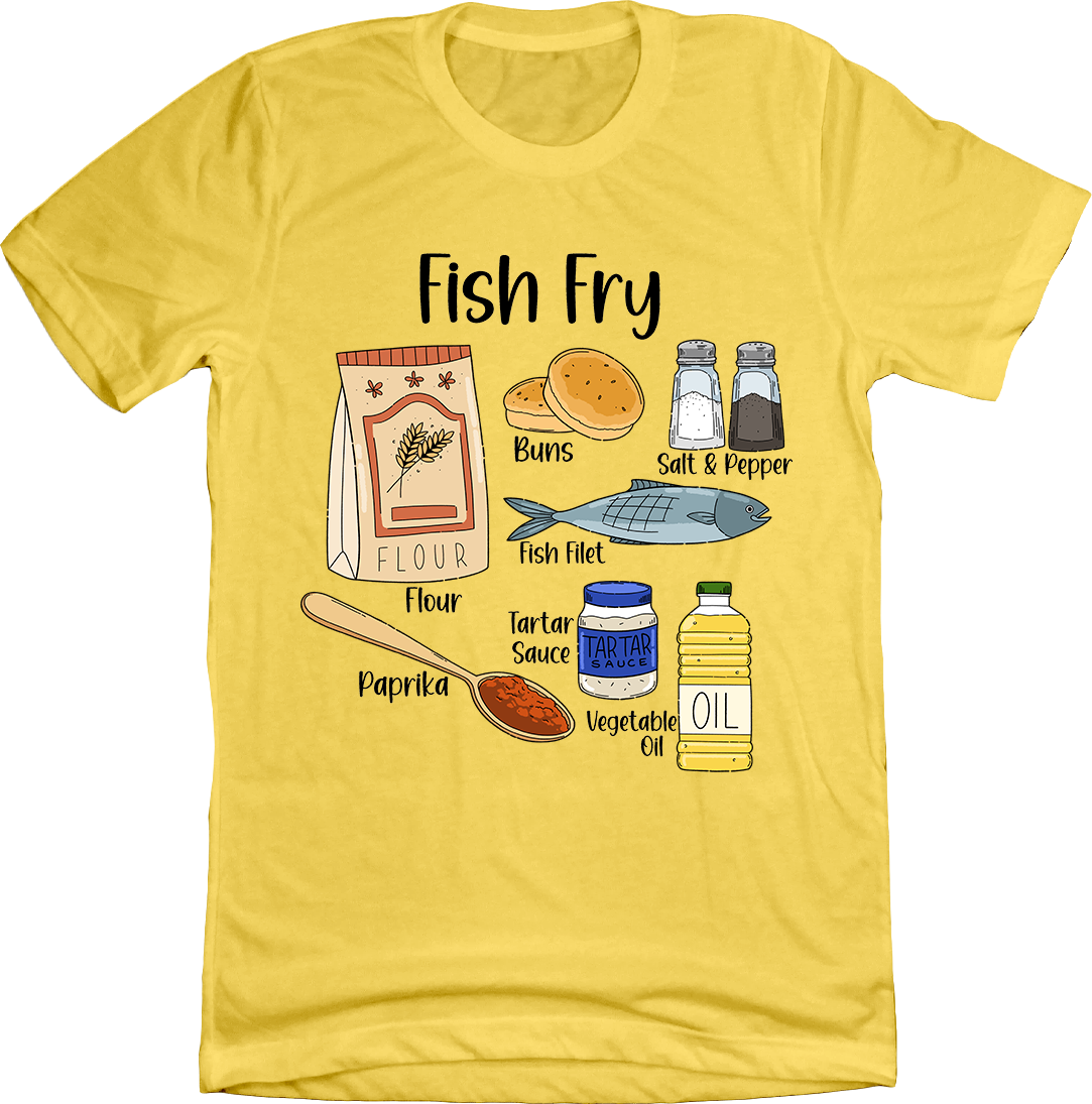 Fish Fry Ingredients Old School Shirts yellow