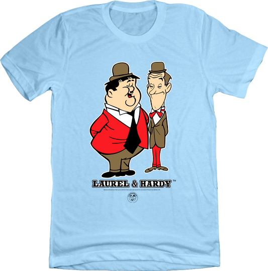 Laurel & Hardy Cartoon Standing light blue T-shirt Old School Shirts