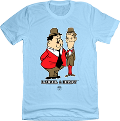 Laurel & Hardy Cartoon Standing light blue T-shirt Old School Shirts
