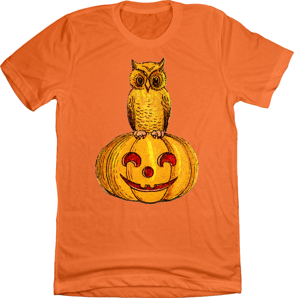 Owl on Jack O'lantern T-shirt orange Old School Shirts