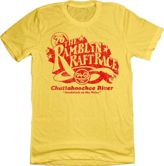 Ramblin' Raft Race 1976 yellow T-shirt Atlanta Old school Shirts
