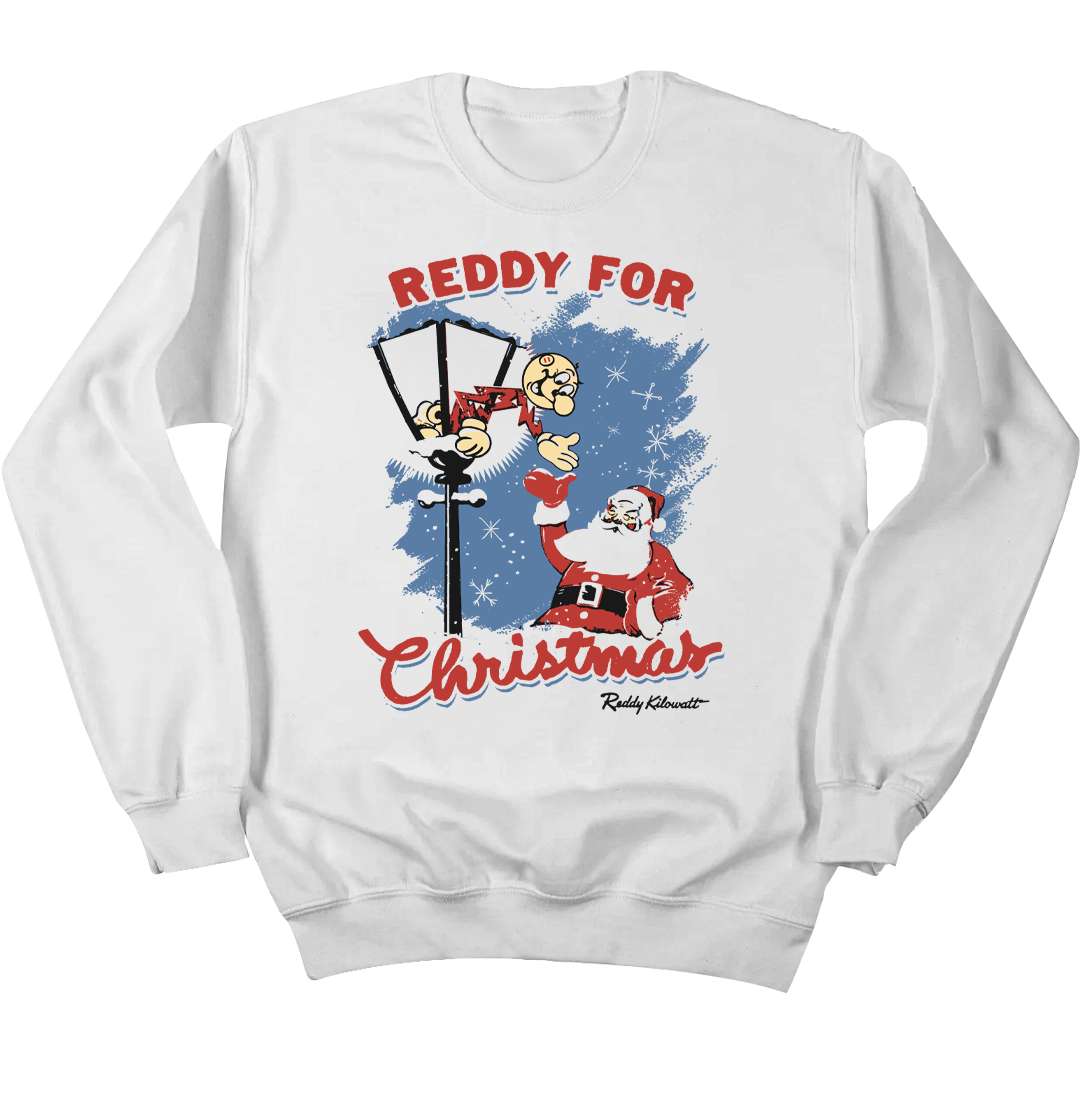 Reddy For Christmas - Reddy Kilowatt White Crewneck Old School Shirts